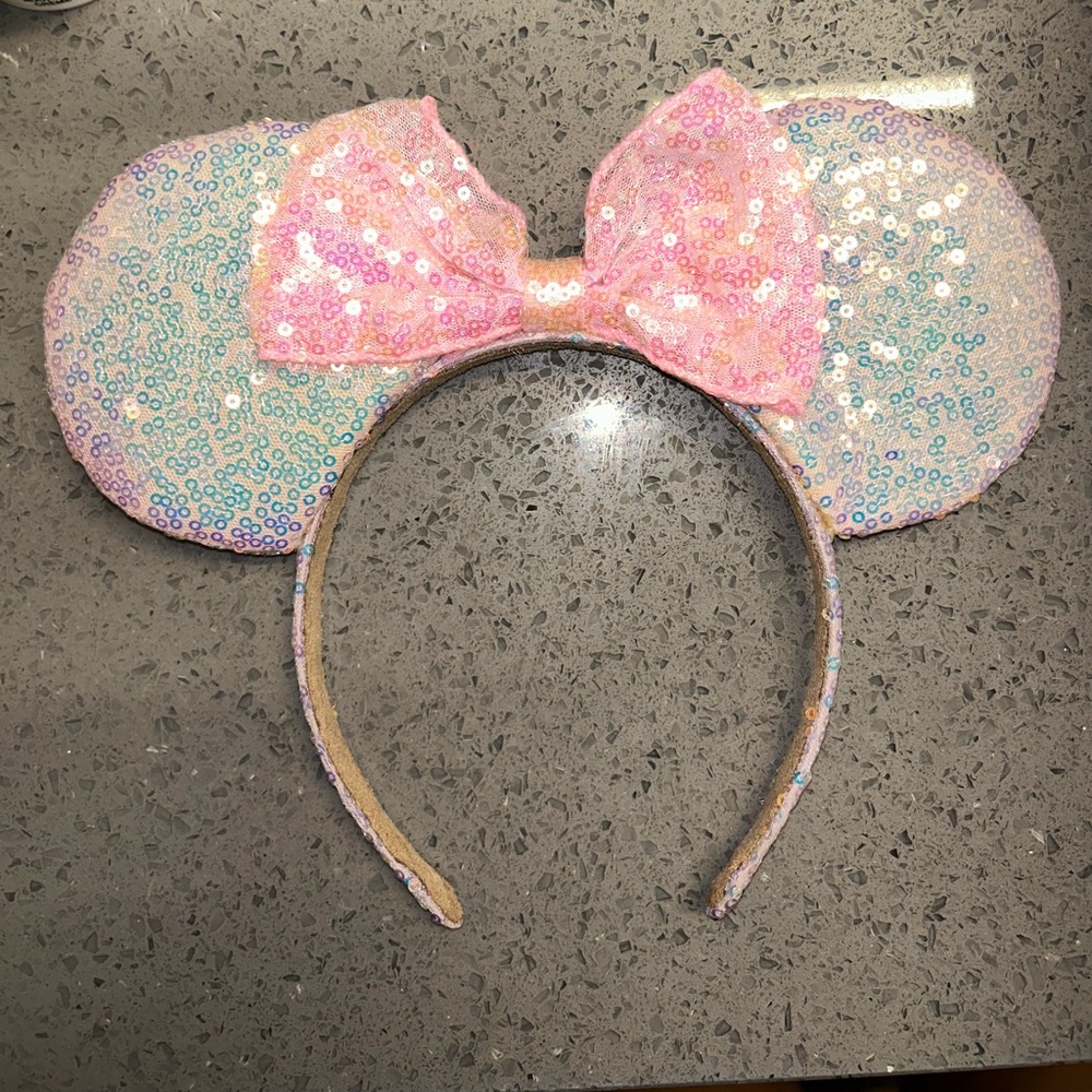 Glittery Minnie Mouse Ears W/ Bow Headband